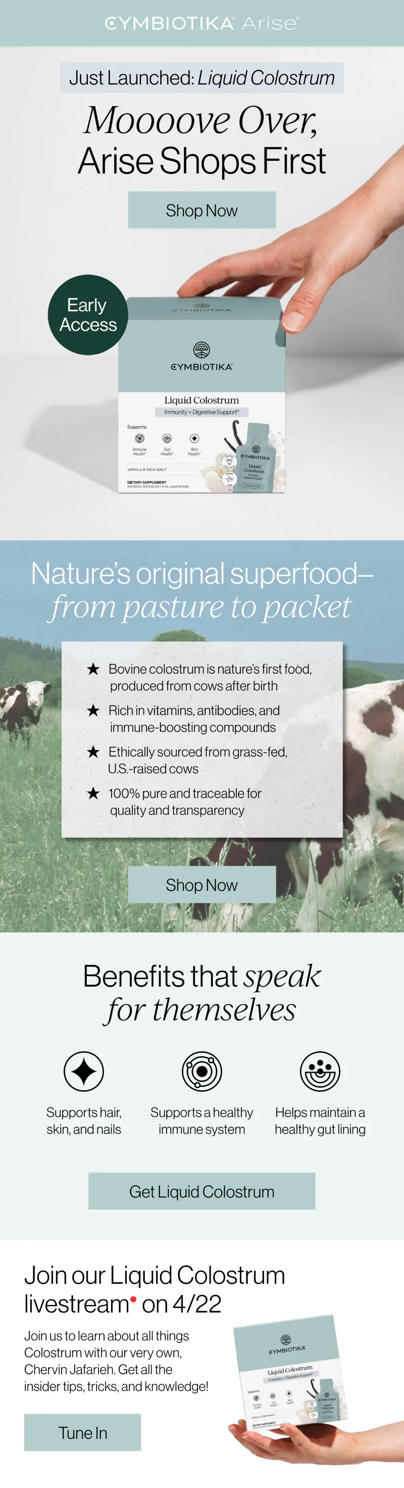 Email: Just launched: Liquid Colostrum