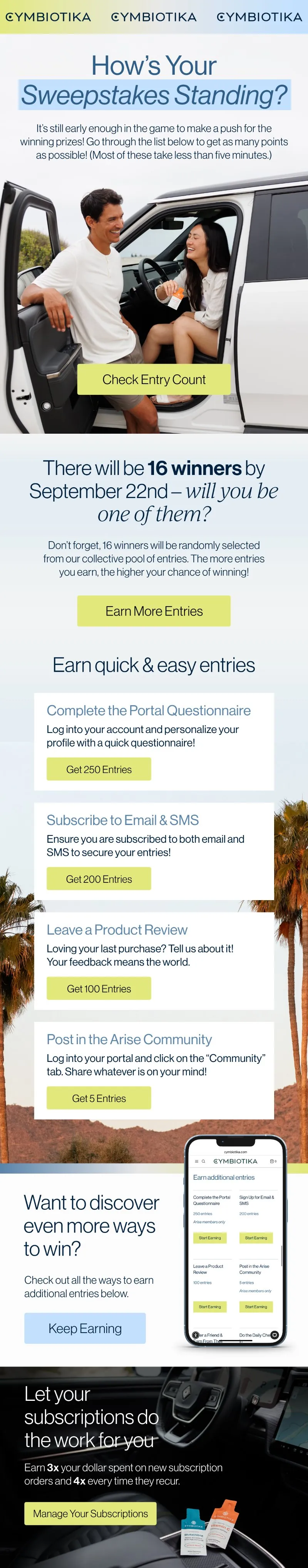 Email: How's your sweepstakes standing?