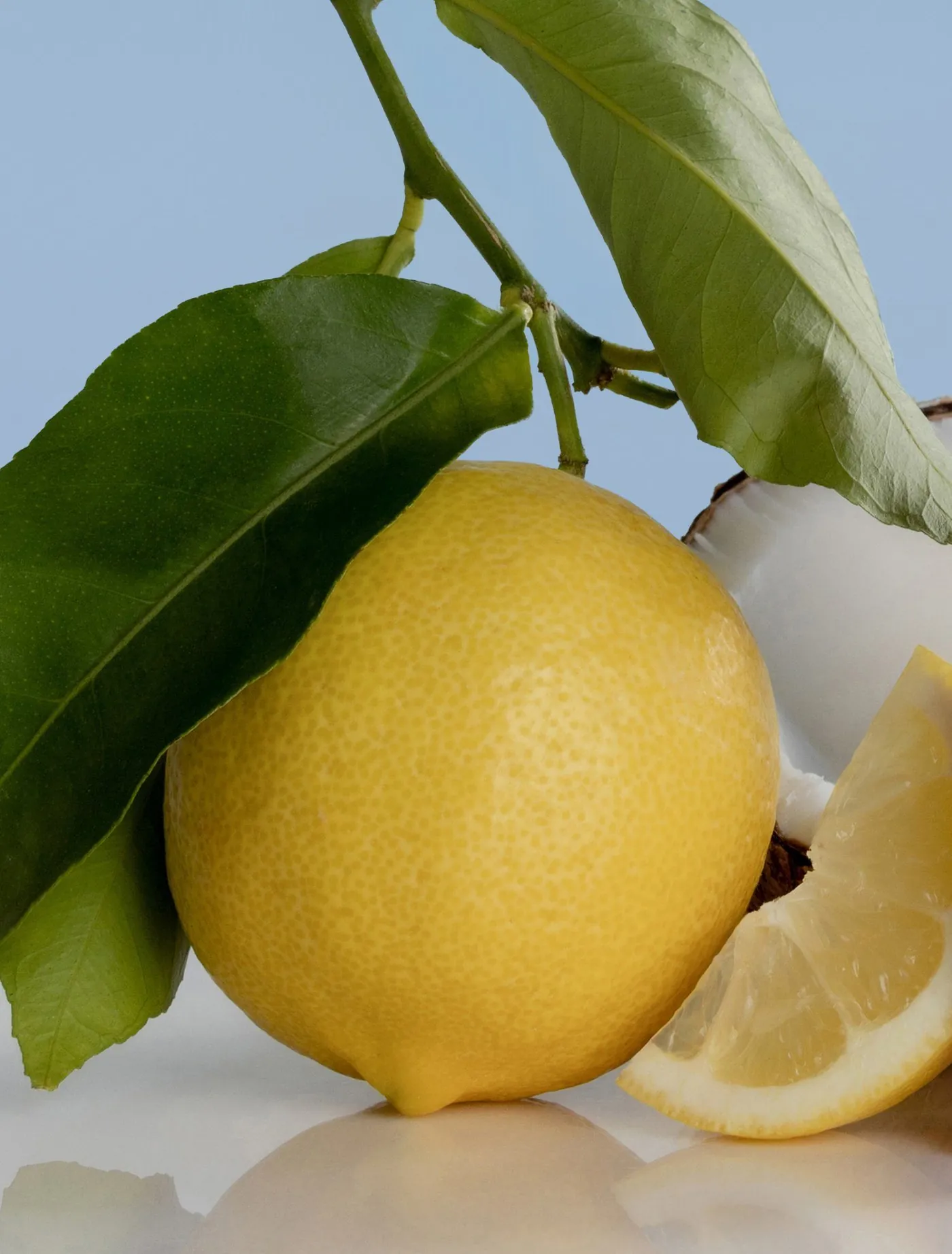 Lemon with leaves
